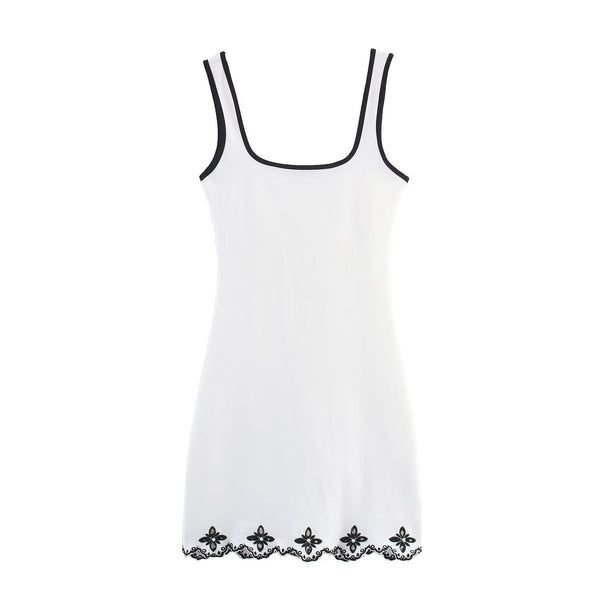 Essential Contrast Trim Dress - White