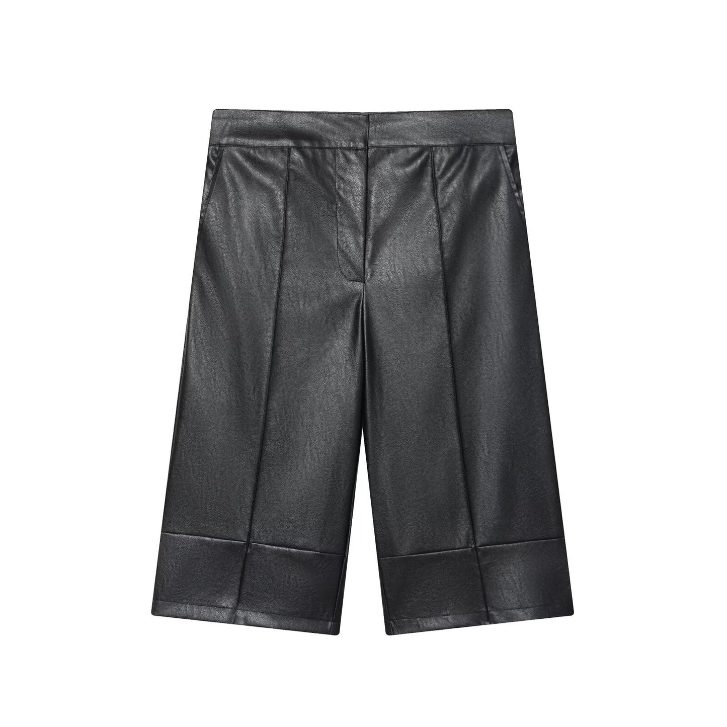Luxe Faux Leather Culottes - Black