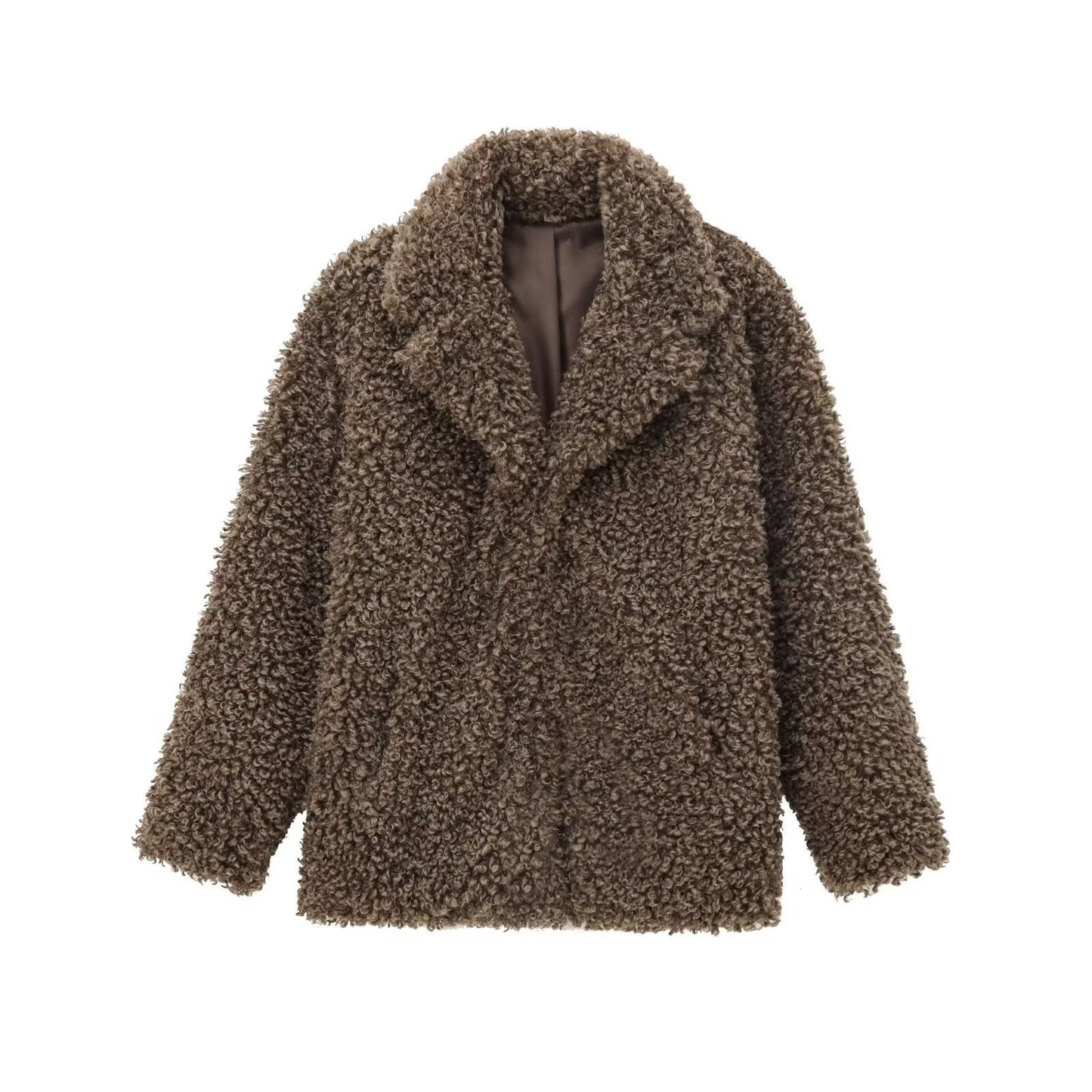 Urban Teddy-Texture Faux-Fur Coat - Brown