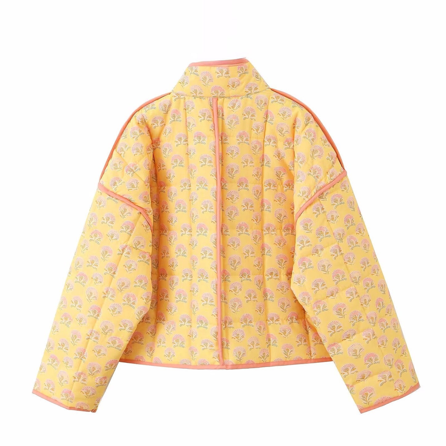Studio Floral Print Quilted Jacket – Yellow