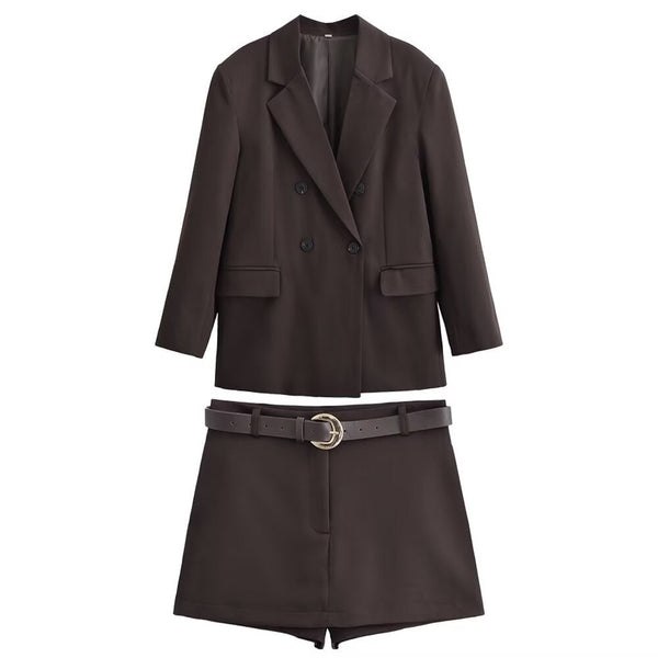 Urban Relaxed Tailored Blazer Set - Brown