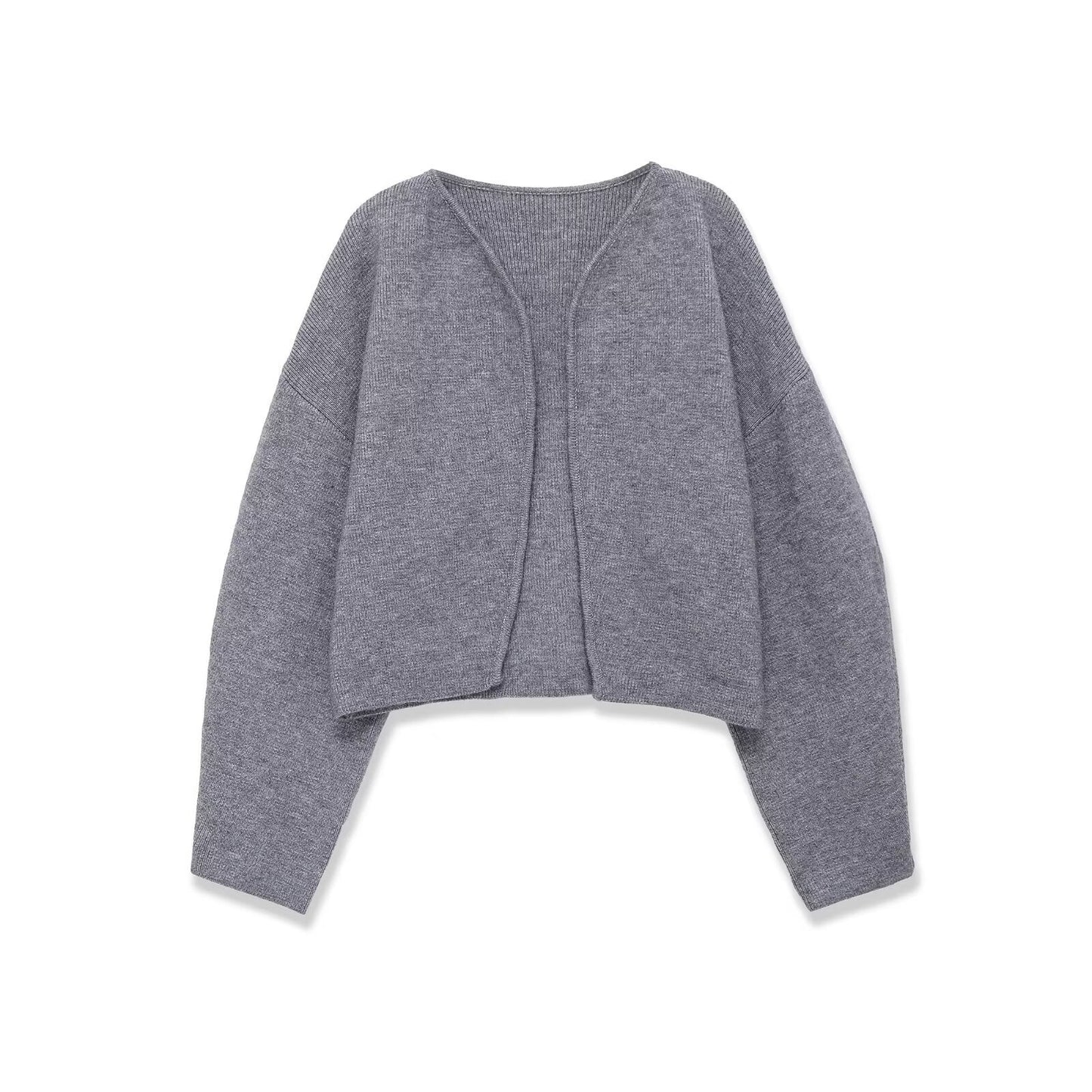 Essential Open-Front Crop Cardigan - Gray
