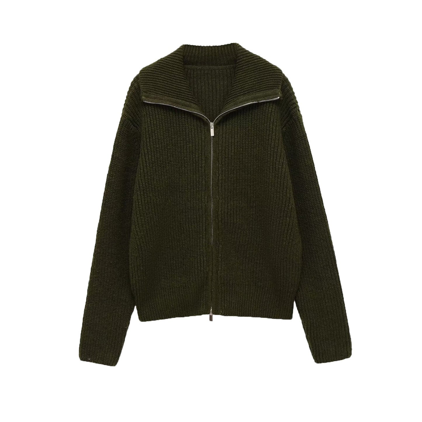 Essential Zip-Up Knit Cardigan