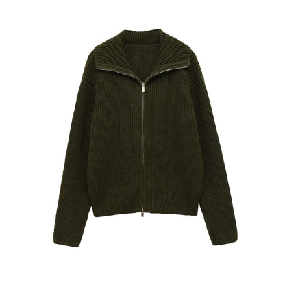 Essential Zip-Up Knit Cardigan