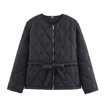 Essential Belted Bow Quilted Jacket