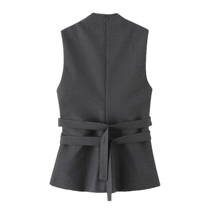 Smart Casual Sleeveless Vest - Gray