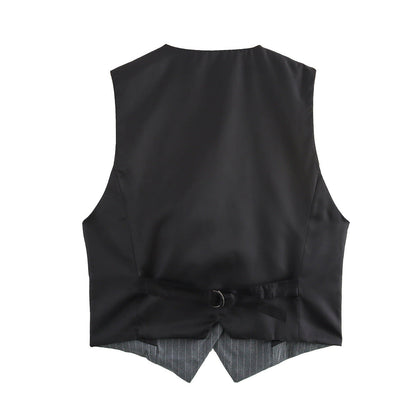 Luxe Pinstripe Tailored Vest - Gray