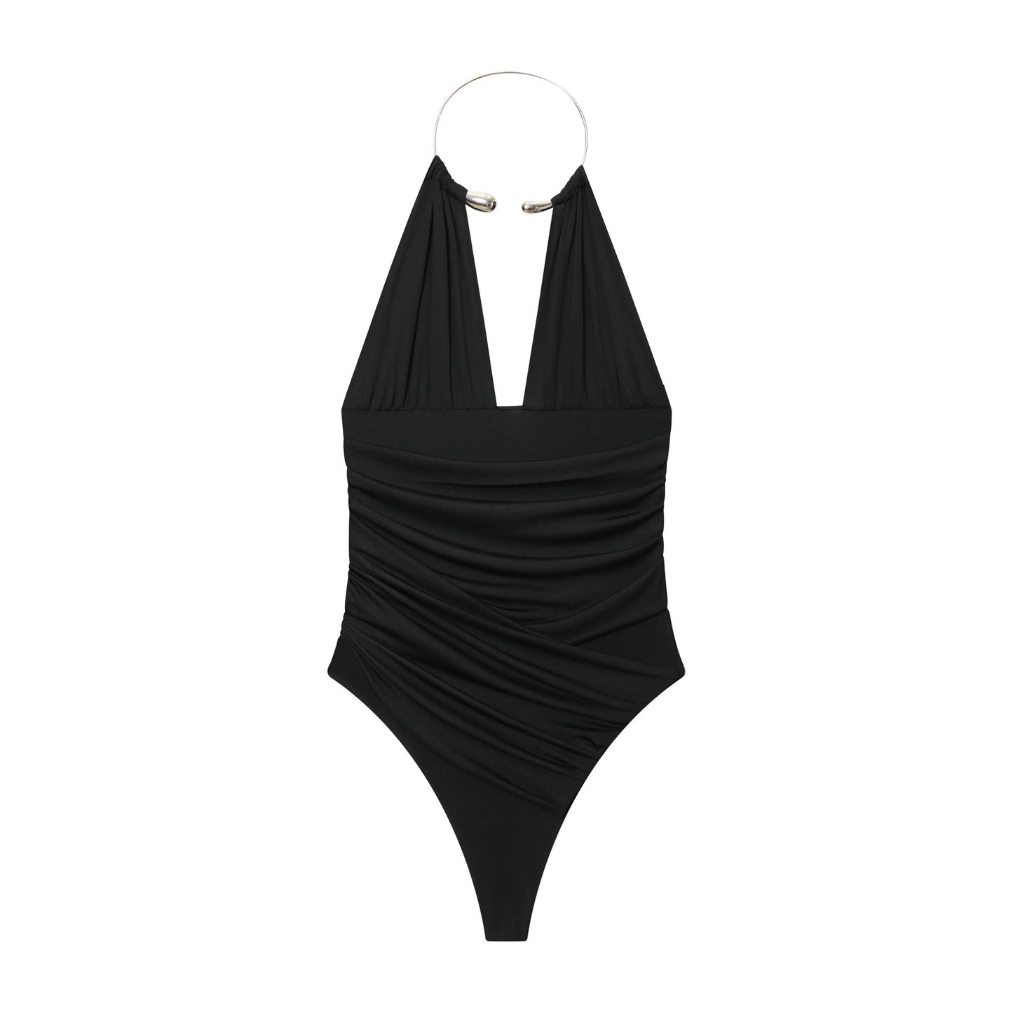 Essential Ring-Halter Ruched Bodysuit