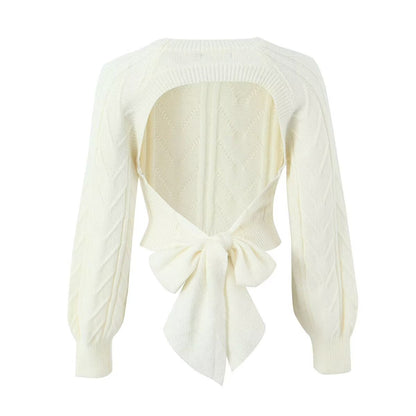 Studio Tie-Back Cable-Knit Sweater