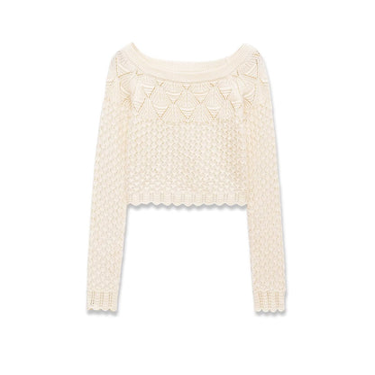 Studio Scalloped Crochet Top - Cream