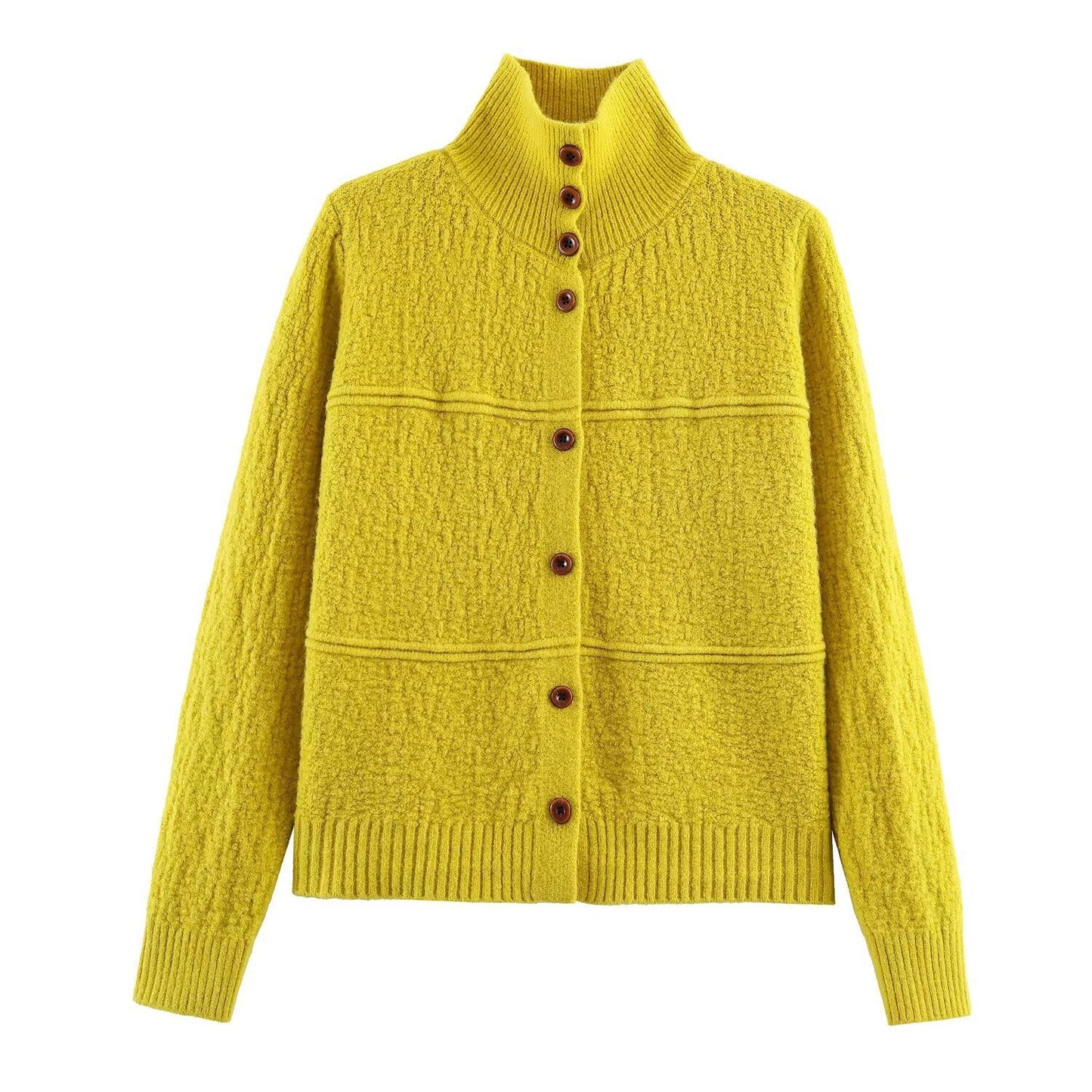 Essential High-Neck Bouclé Cardigan Sweater