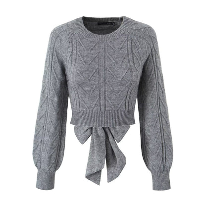 Studio Tie-Back Cable-Knit Sweater