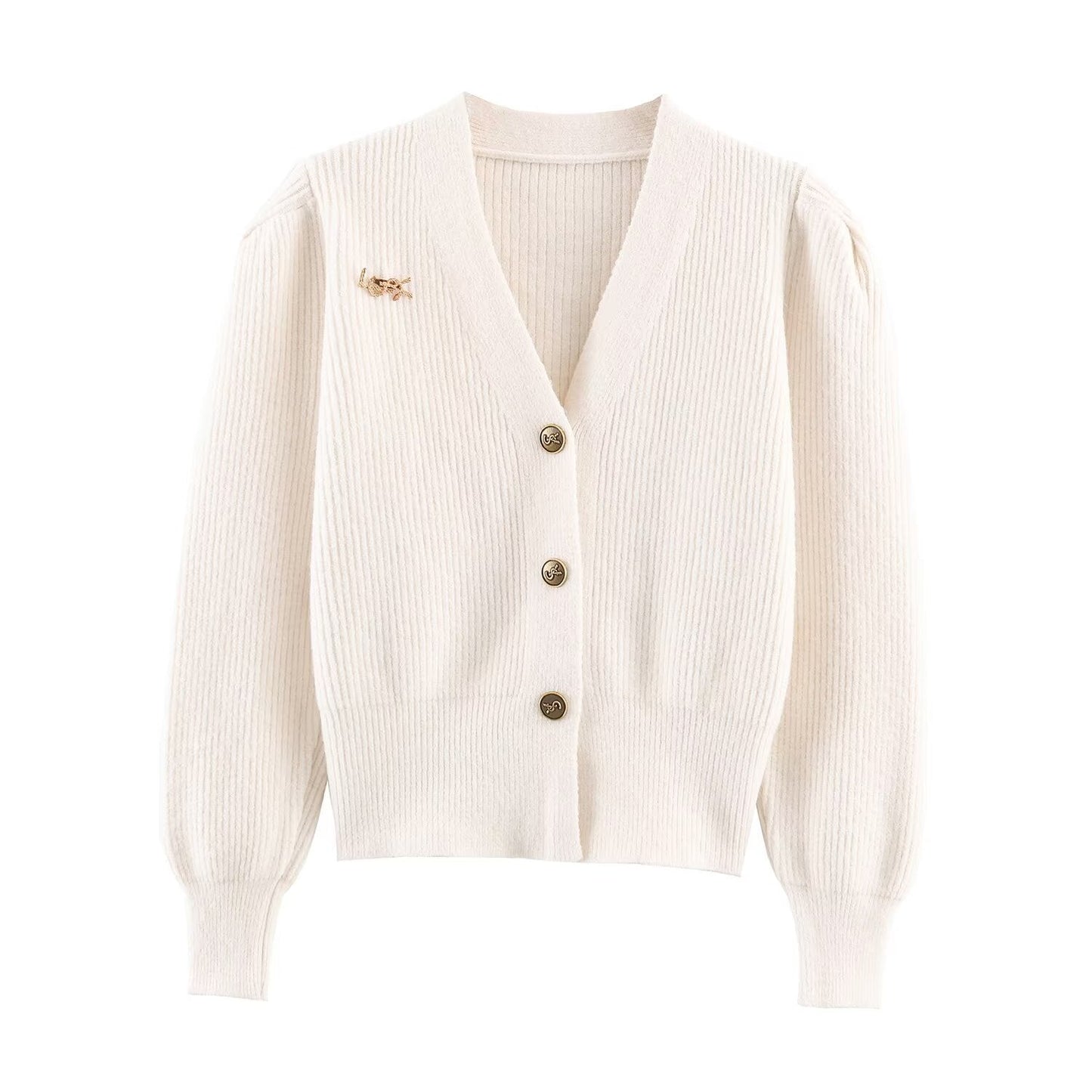 Essential Signature-Button Cardigan Sweater