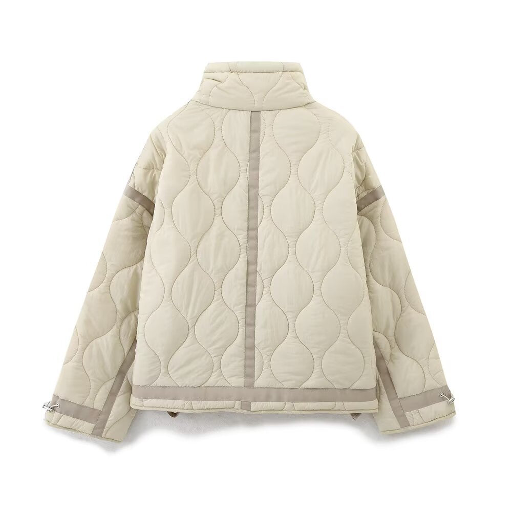 Essential Bow Quilted Pocket Jacket – Beige