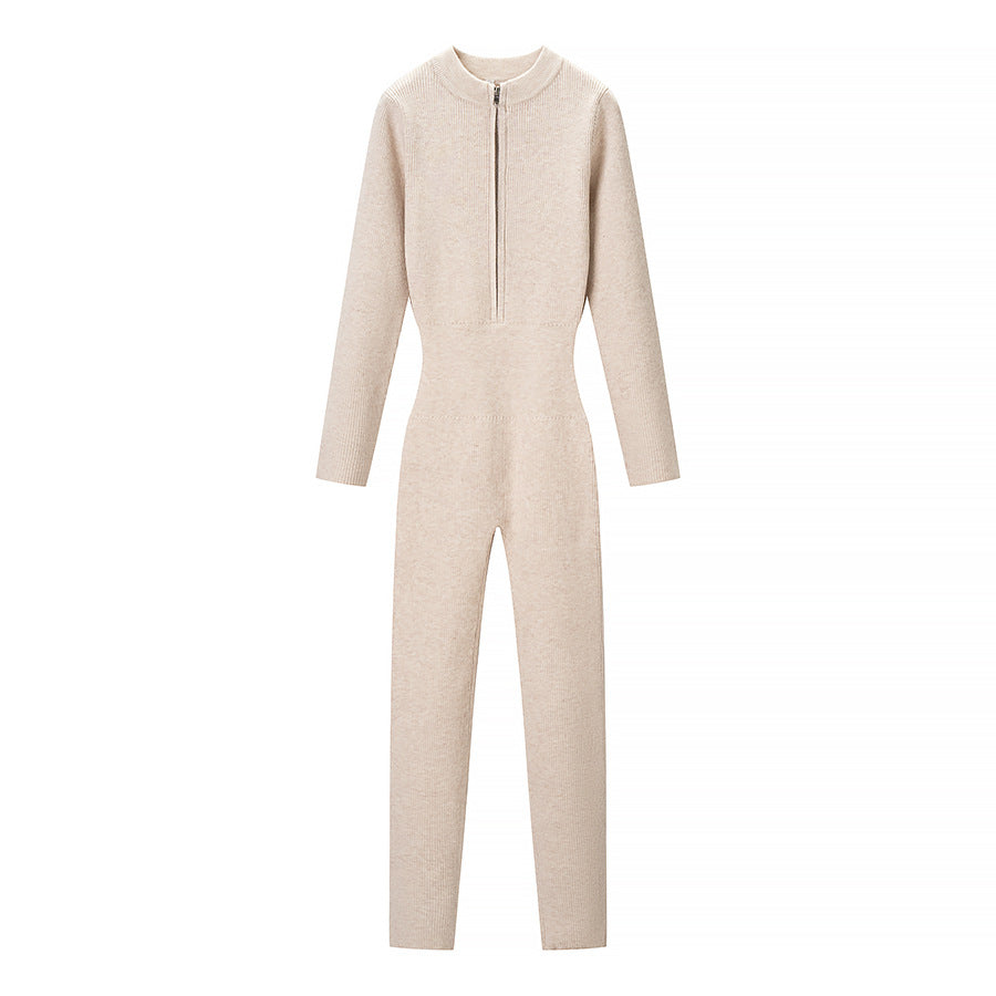 Essential Half-Zip Knit Jumpsuit