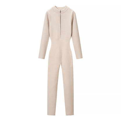 Essential Half-Zip Knit Jumpsuit