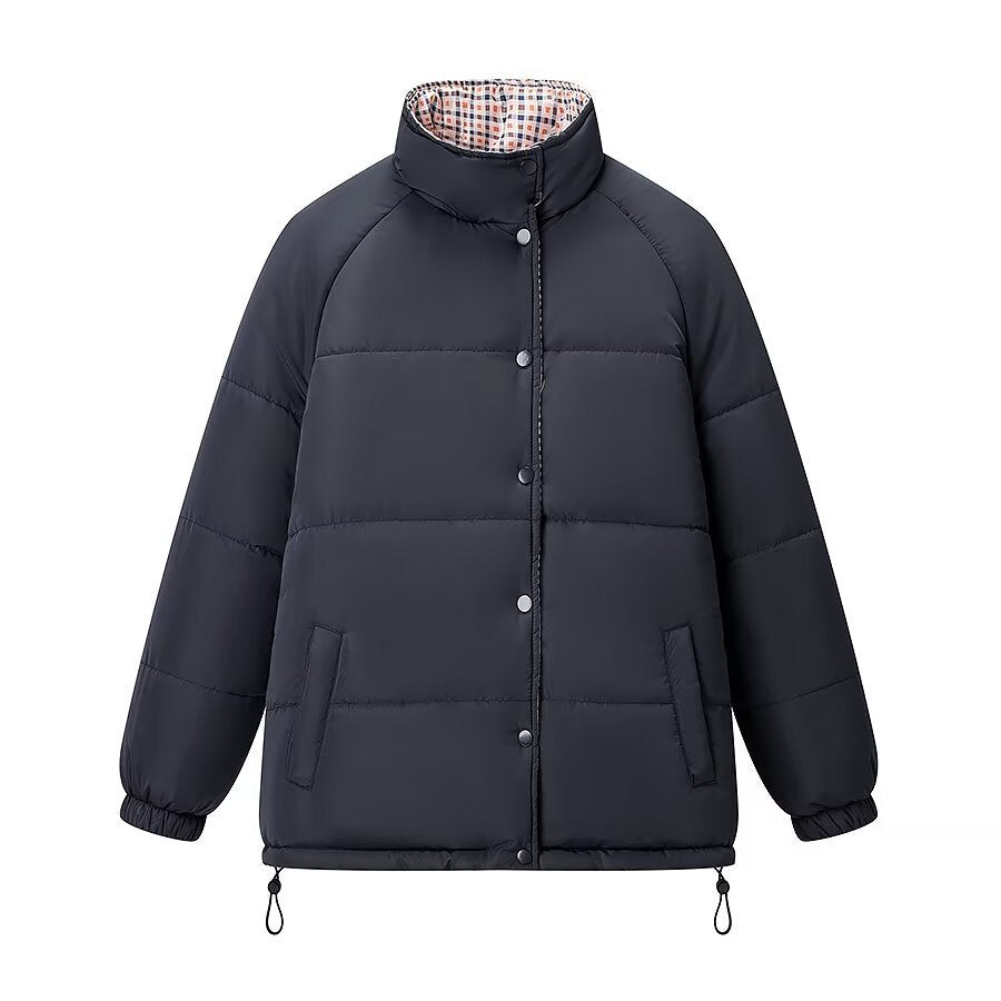 Urban Reversible Snap-Button Puffer Jacket – Black