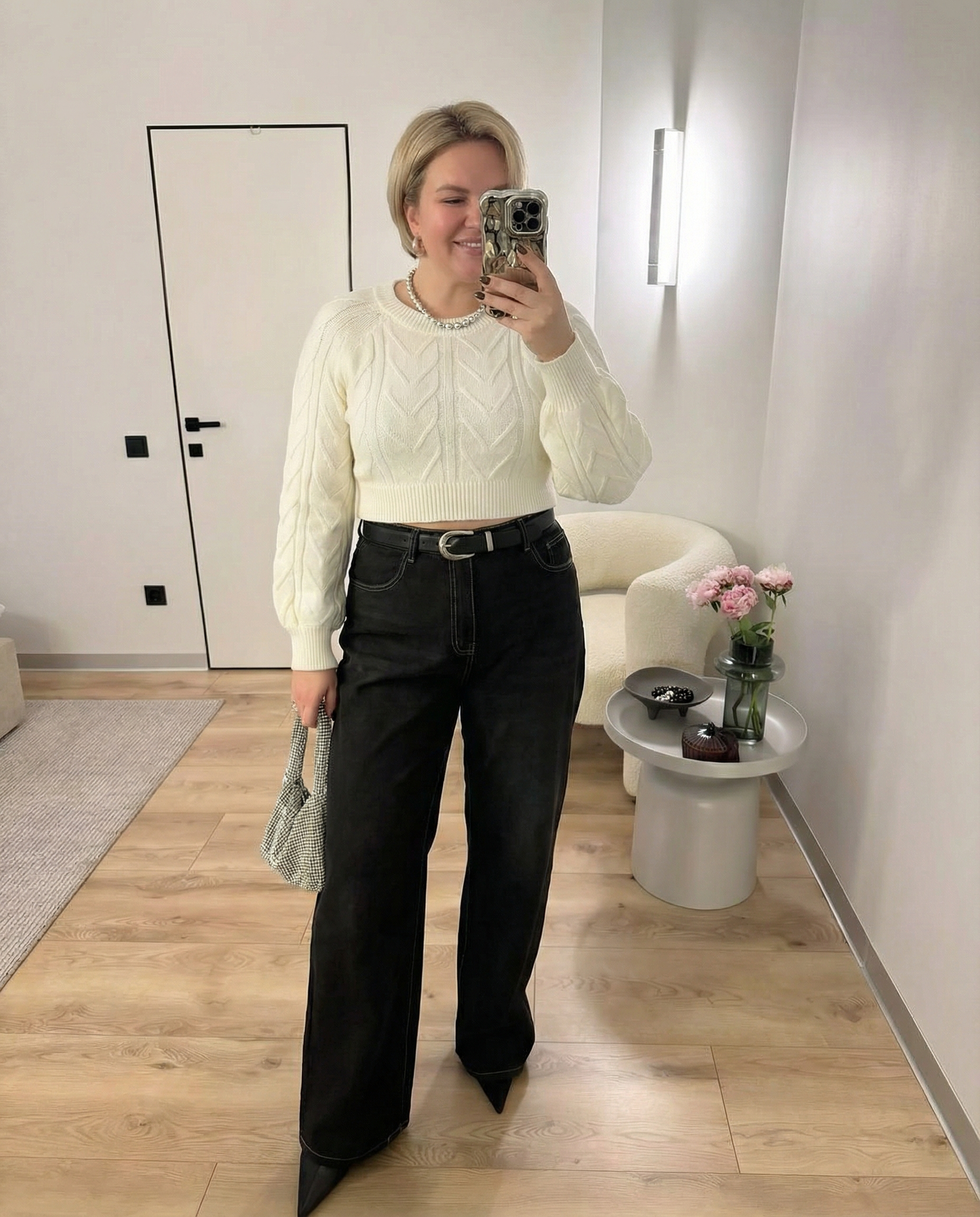 Studio Tie-Back Cable-Knit Sweater