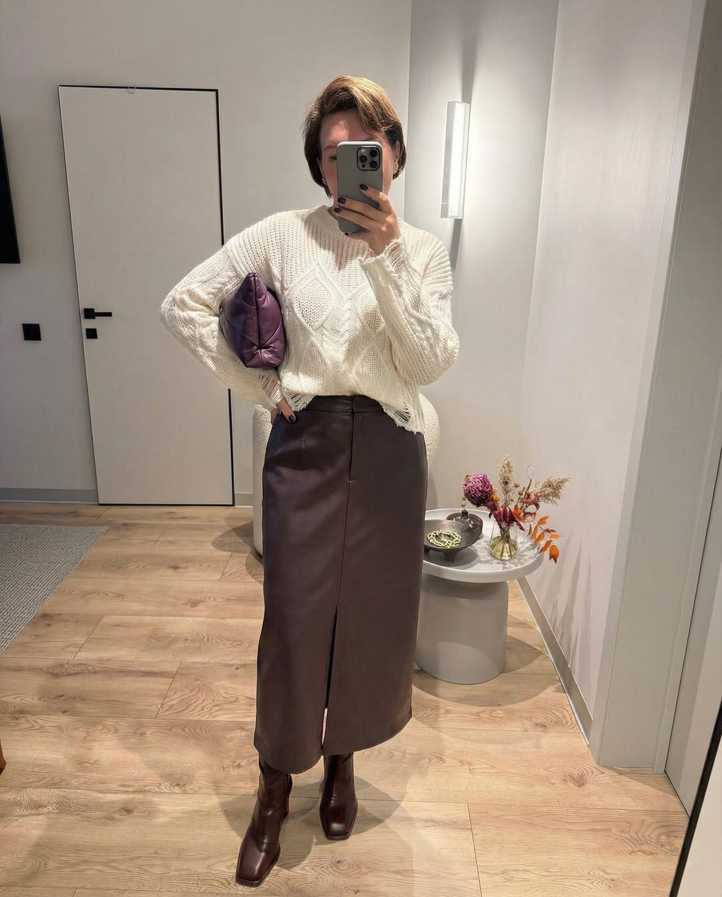 Edge Distressed Cable-Knit Sweater