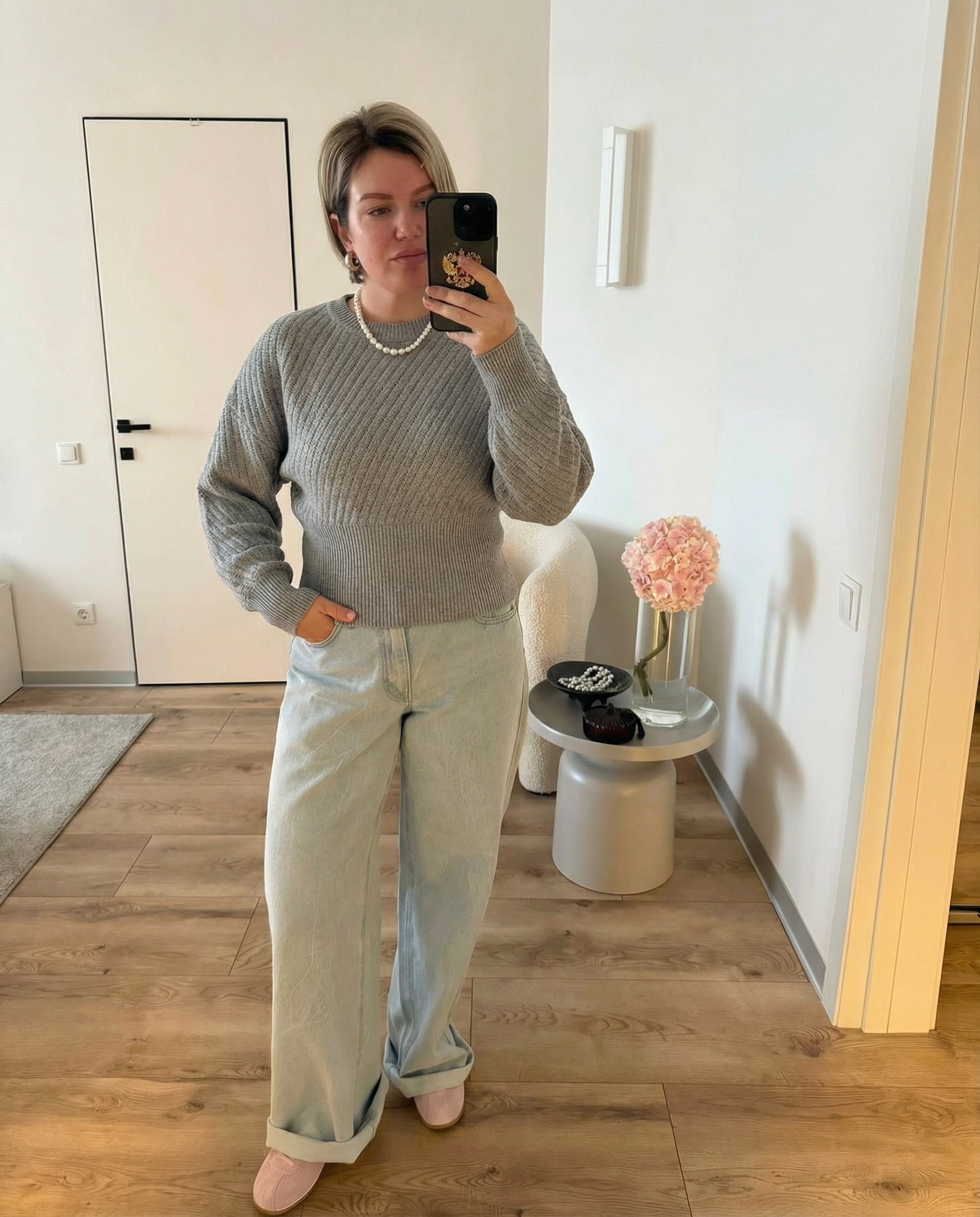 Studio Textured Sweater - Gray