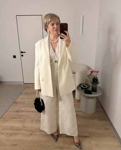 Luxe Polka-Twist Jumpsuit - White