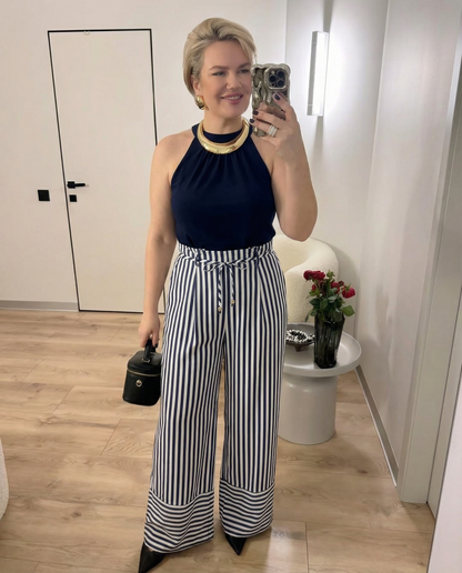 Urban Relaxed Stripe-Waist Jumpsuit - Black